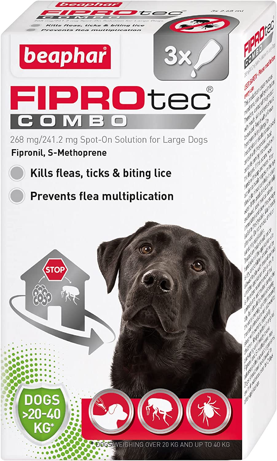 Beaphar Fiprotec Combo Flea & Tick Spot On For Large Dogs (20-40kg) 3 pack