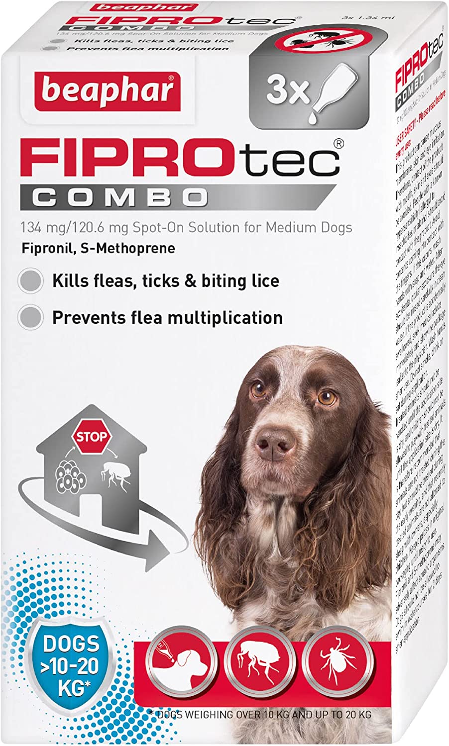 Beaphar Fiprotec Combo Flea & Tick Spot On For Medium Dogs (10-20kg) 3 pack