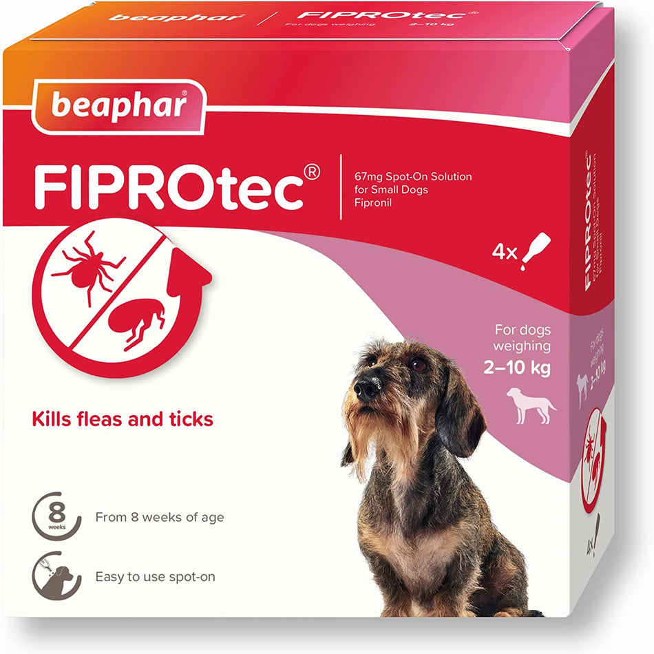 Beaphar Fiprotec Flea & Tick Spot On For Small Dogs (2-10kg) 4 pack