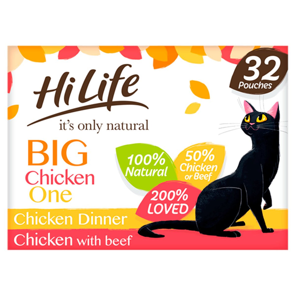 Hilife Its Only Natural Cat Pouch Multipack The Big Chicken One In Jelly 32x70g