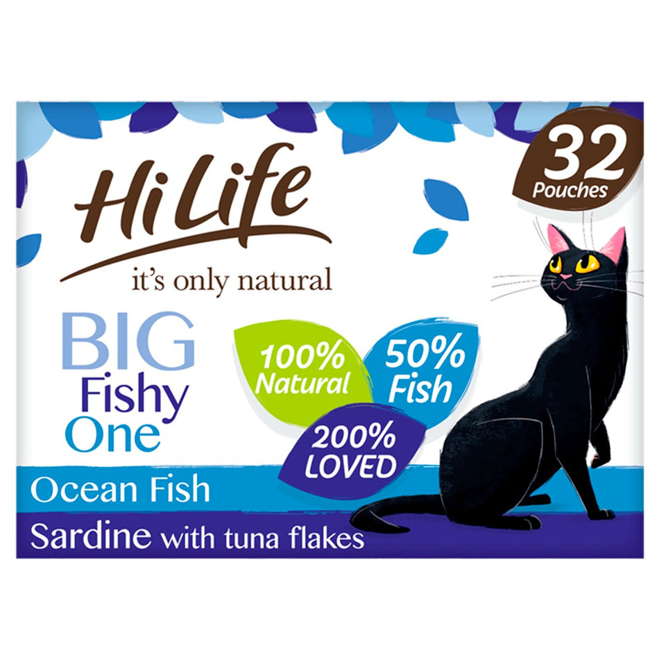 Hilife Its Only Natural Cat Pouch Multipack The Big Fishy One In Jelly 32x70g