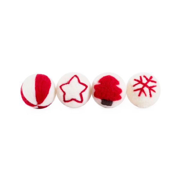 Cupid & Comet 4 Pack Festive Wool Cat Ball Toys 