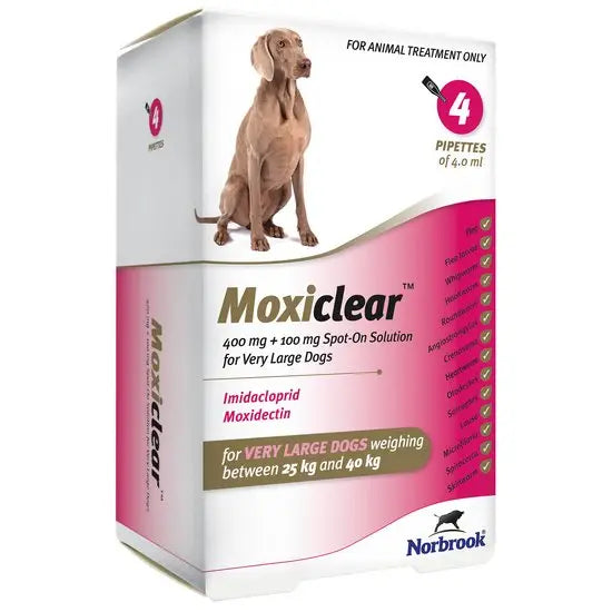 Moxiclear Spot-On Solution for Very Large Dogs 400mg + 100mg (25kg-40kg)