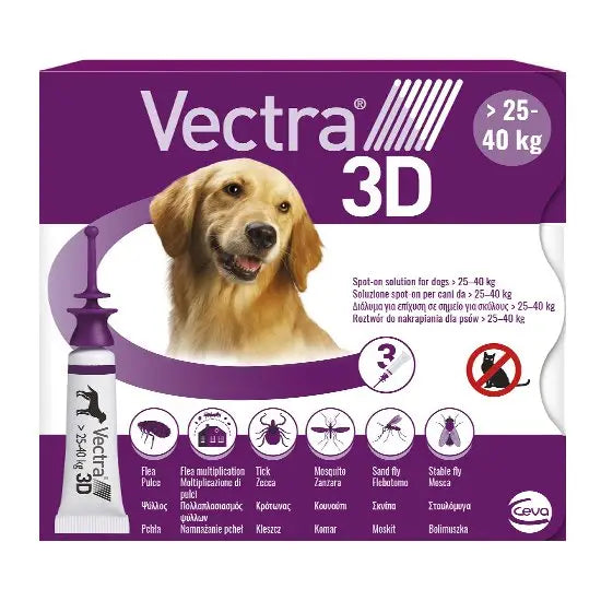 Vectra® 3D Spot-On Flea and Tick Treatment for Large Dogs (25kg-40kg)