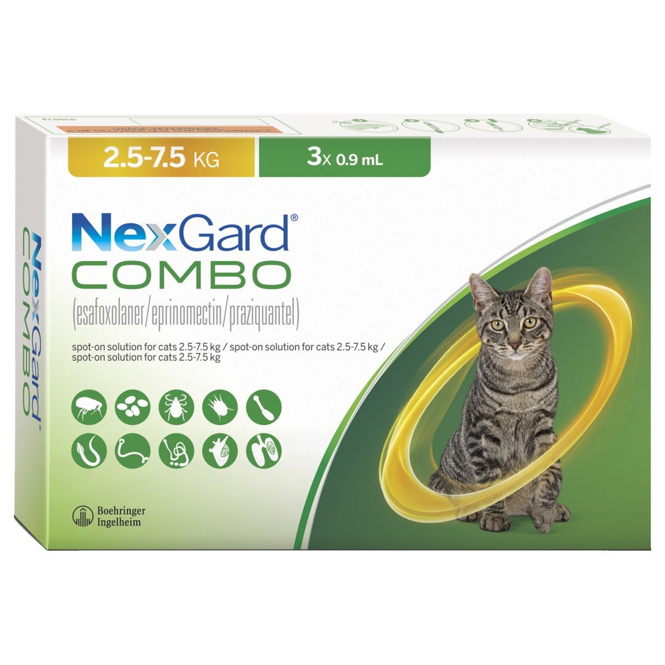 Nexgard Combo 2.5 - 7.5kg Spot-On Solution for Large Cats 3 Packs
