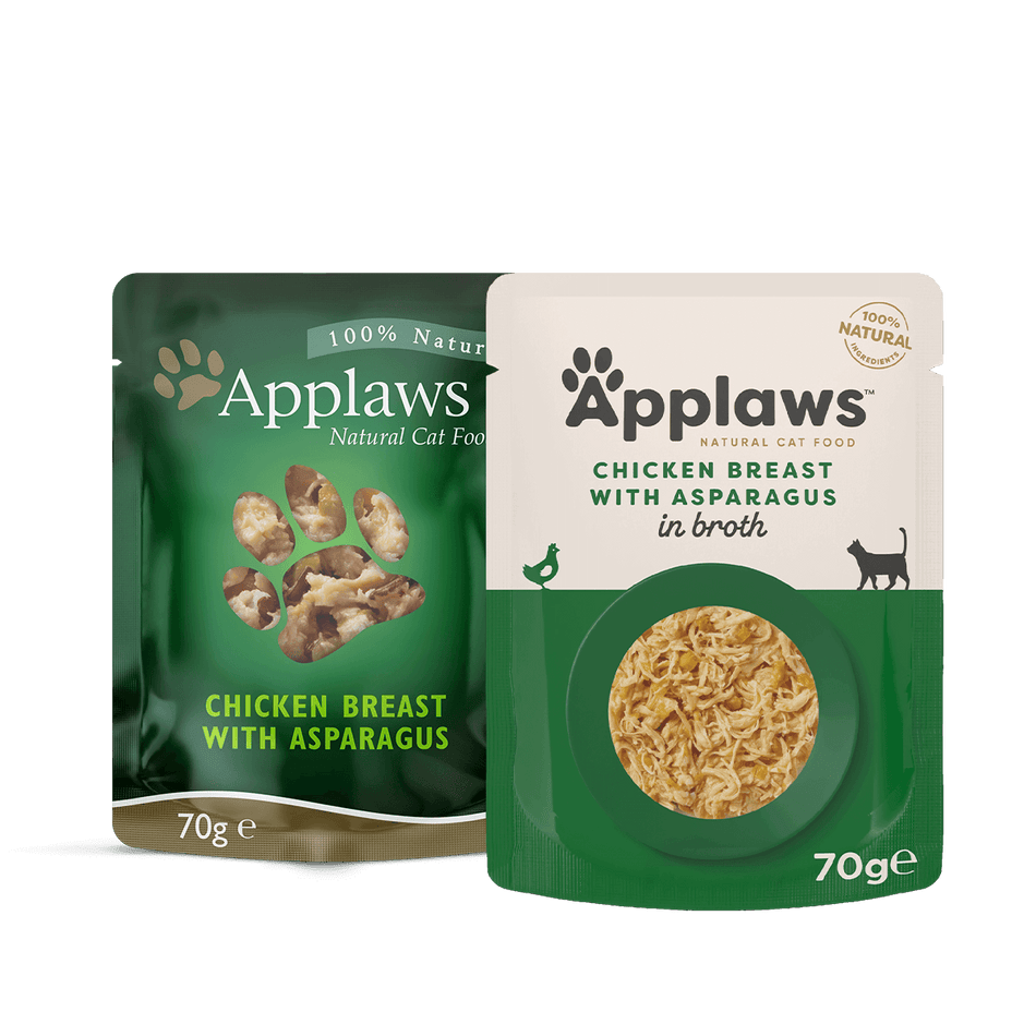 Applaws Chicken Breast with Asparagus in Broth Cat Pouches 70g