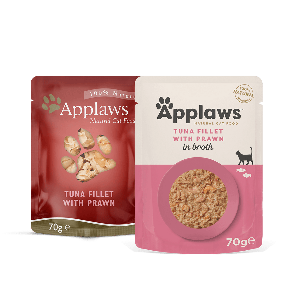 Applaws Tuna Fillet with Prawn in Broth Cat Pouches 70g