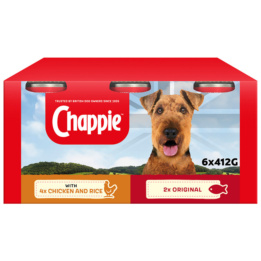 Chappie Wet Adult Dog Food Tins Favourites 6x412g