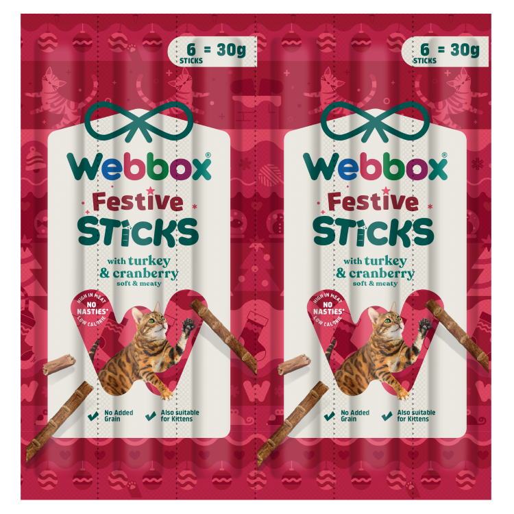 Webbox Festive Sticks with Turkey & Cranberry Cat Treats 6pk - CLEARANCE