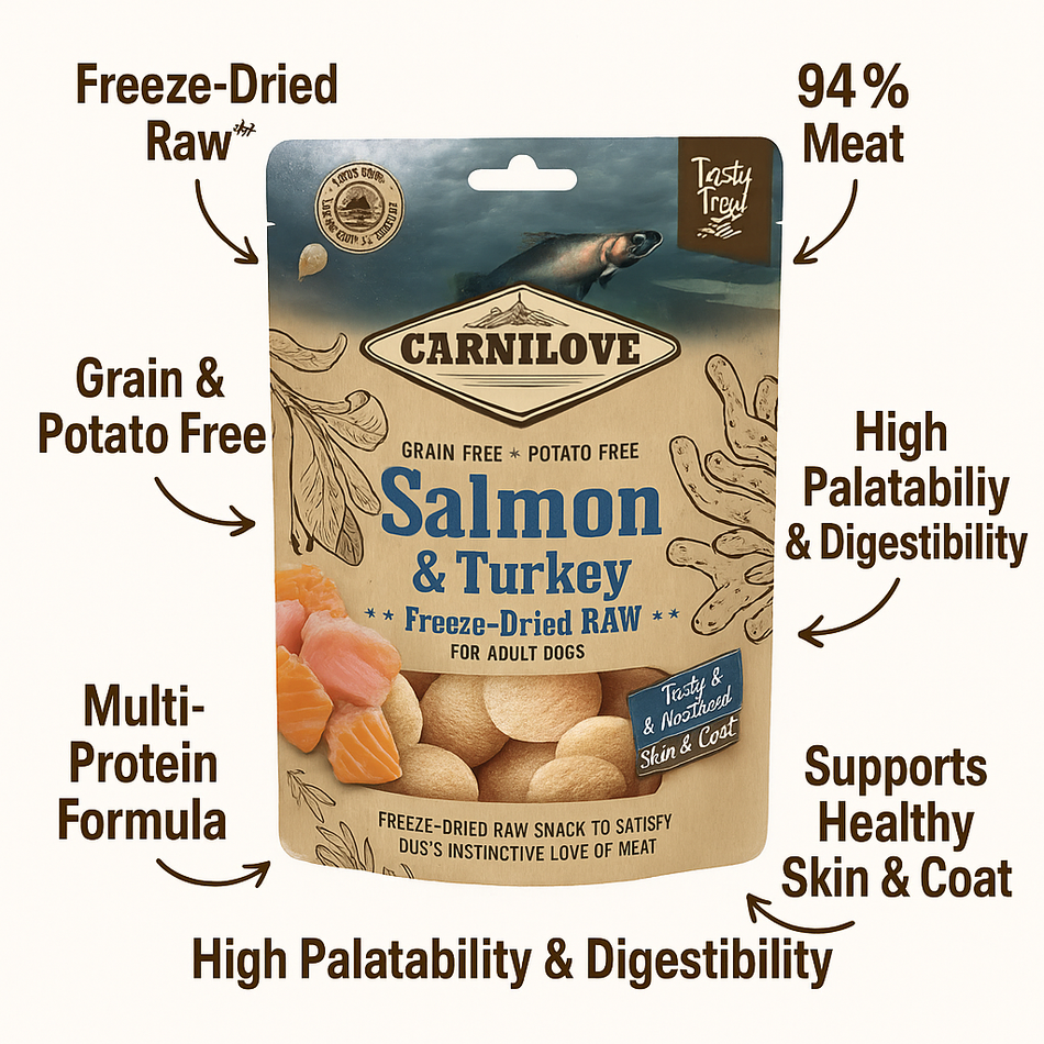 Carnilove Freeze-Dried Salmon & Turkey Raw Treats 60g