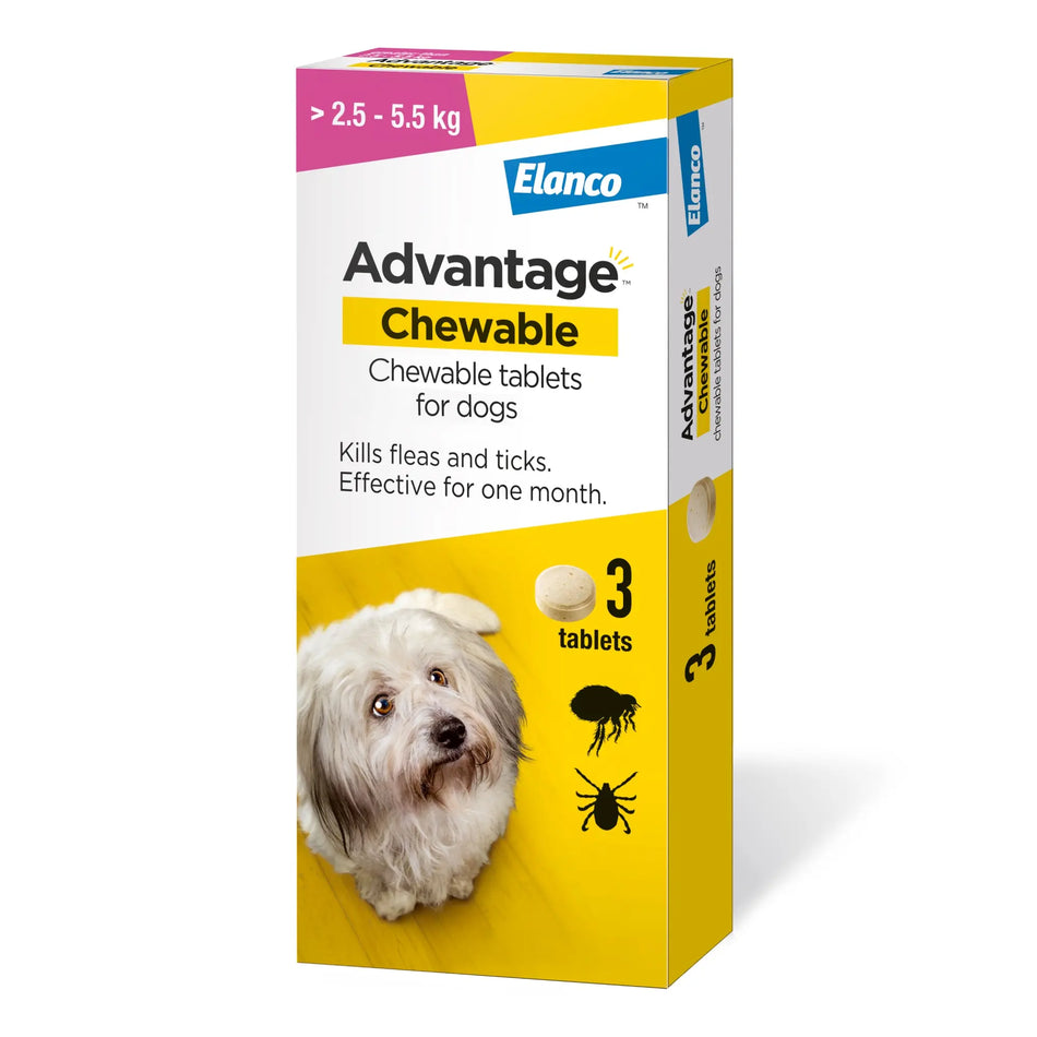 Advantage Chewable Tablets Flea & Tick Protection for Dogs 2.5 - 5.5kg