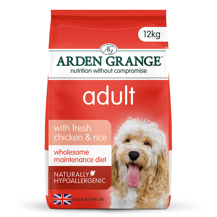 Arden Grange dog food package with a dog on the front on a white background