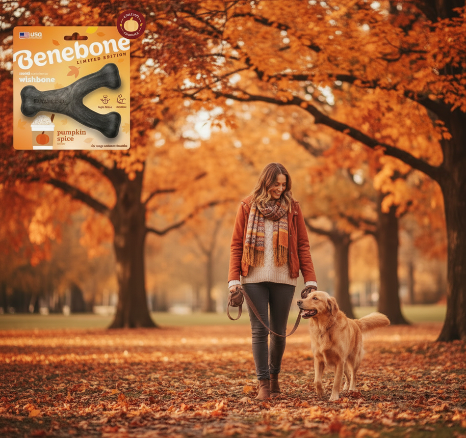 Benebone Wishbone Pumpkin Spice Christmas Toy / Treat for Dogs