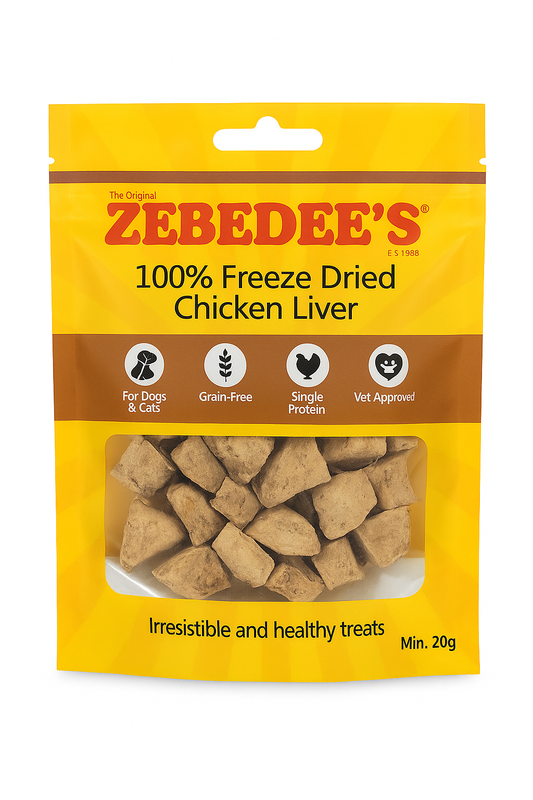 Zebedee's Freeze Dried Chicken Liver Treats for Cats & Dogs