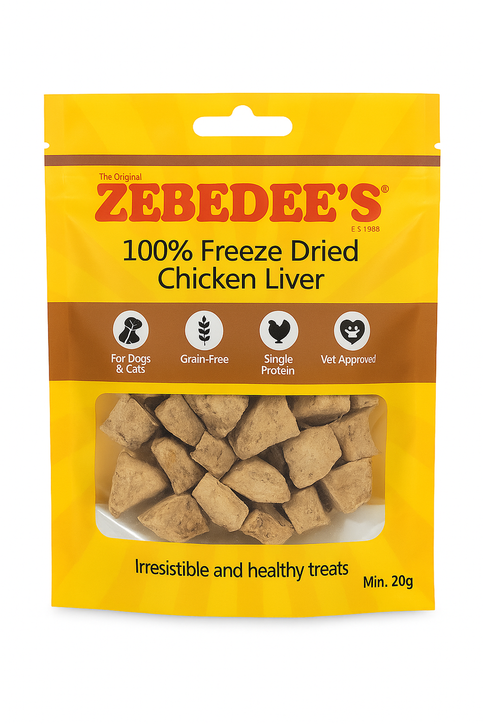Zebedee's Freeze Dried Chicken Liver Treats for Cats & Dogs