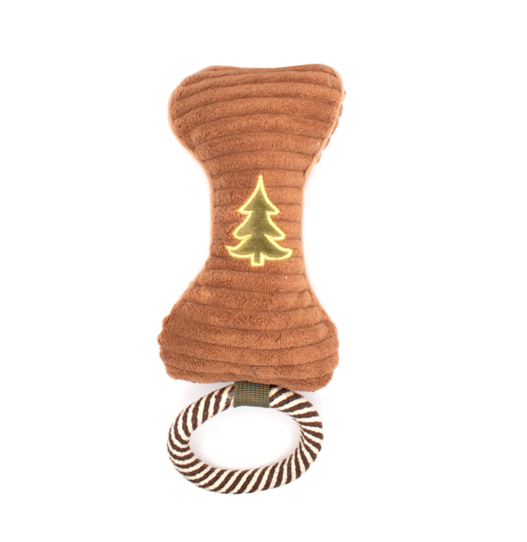Great & Small Christmas Cuddly Bone with Rope Dog Toy