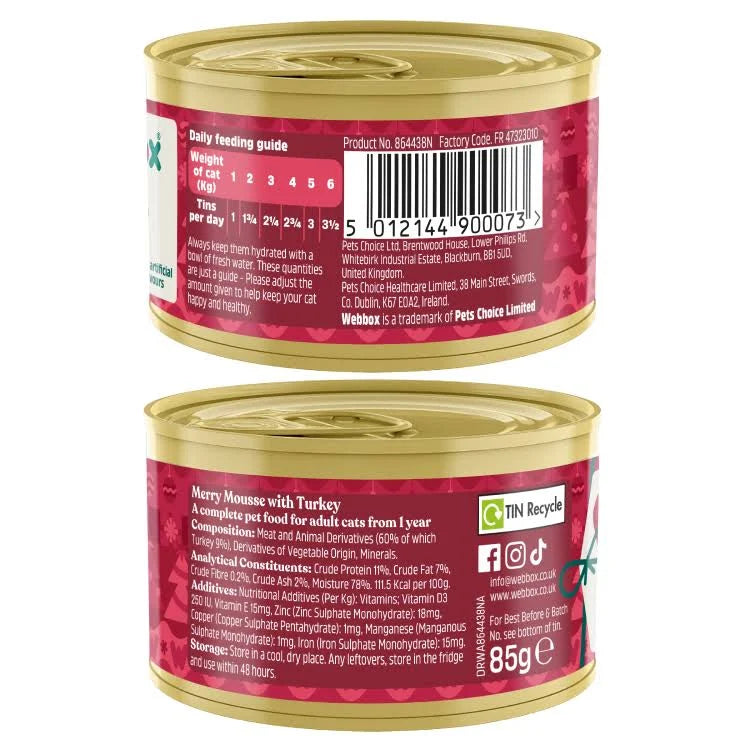 Webbox Christmas Mousse with Turkey Cat Food 85g - CLEARANCE