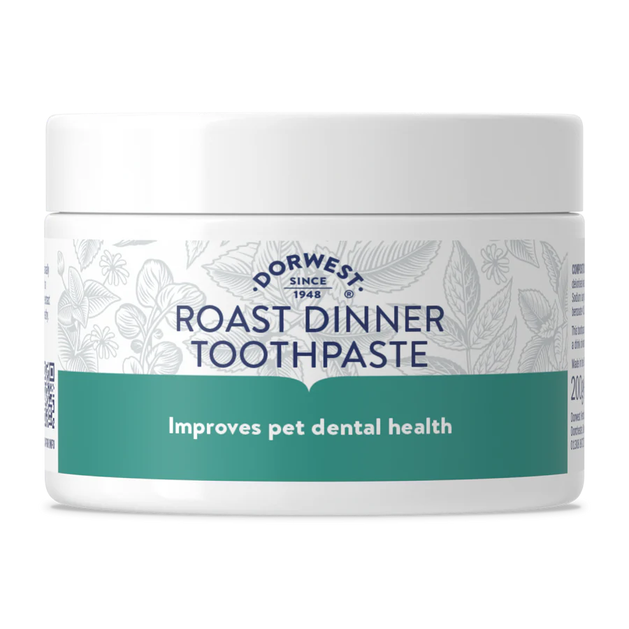 Dorwest Roast Dinner Toothpaste For Dogs and Cats. A Natural Way to clean your pets teeth. Front view of toothpaste