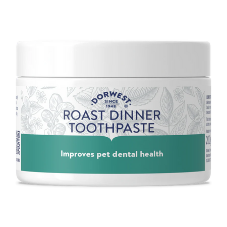 Dorwest Roast Dinner Toothpaste For Dogs and Cats. A Natural Way to clean your pets teeth. Front view of toothpaste