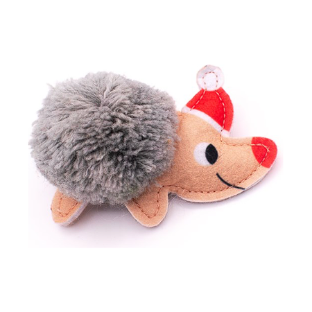 Great&Small Christmas PomPom Hedgehog 9cm with Crackle & Catnip Cat Toy 