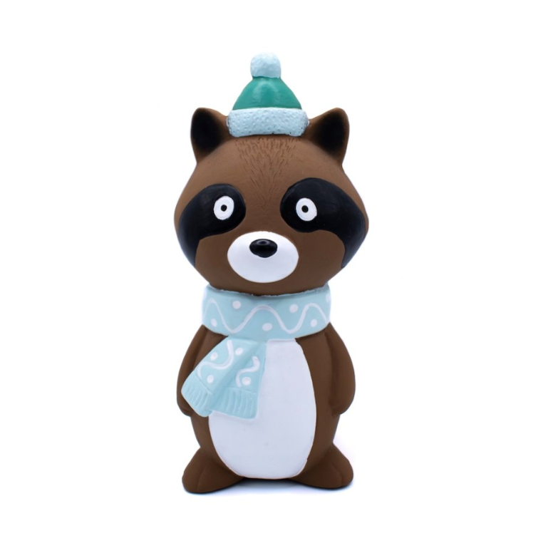 Great & Small Christmas Latex Raccoon with Hat & Scarf