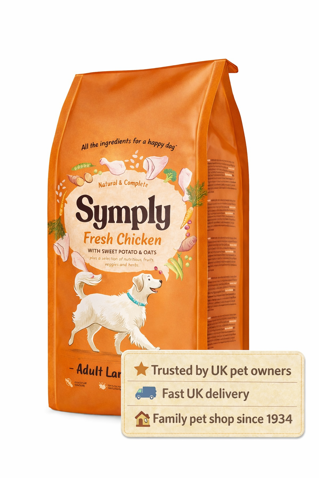 Symply Large Breed Dog Food, Trusted by Pet Owners Buy From A Coombs Pet Centre a family run pet shop since 1934.