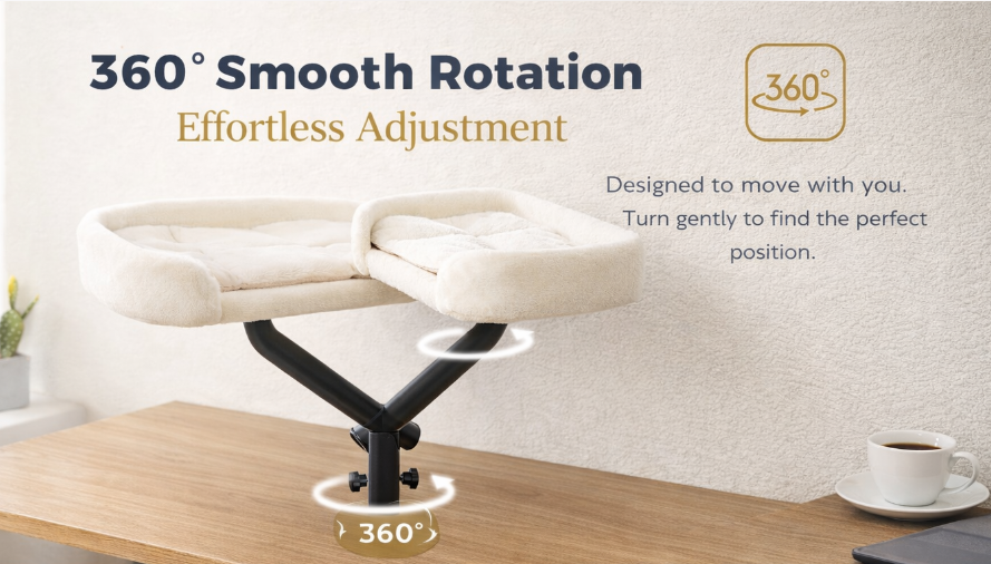 White recliner chair with 360-degree smooth rotation feature on a wooden floor.