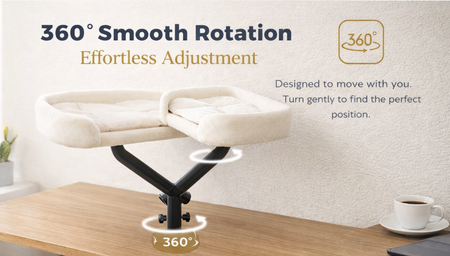 White recliner chair with 360-degree smooth rotation feature on a wooden floor.