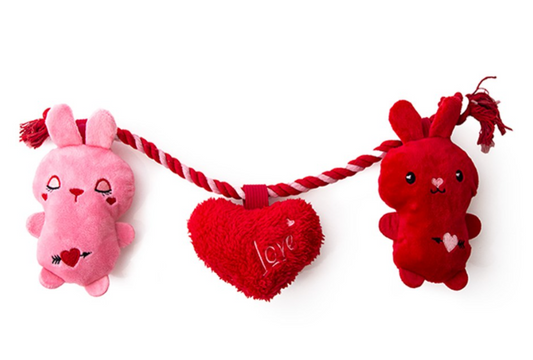 Great & Small Puppy Love Rabbits & Rope Dog Toy