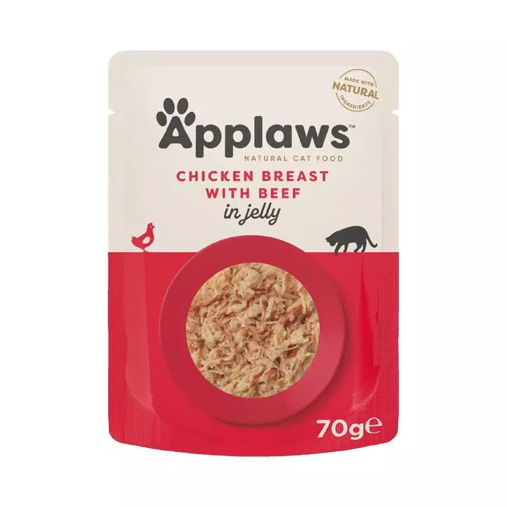 Applaws Chicken Breast with Beef in Jelly Cat Pouches 70g