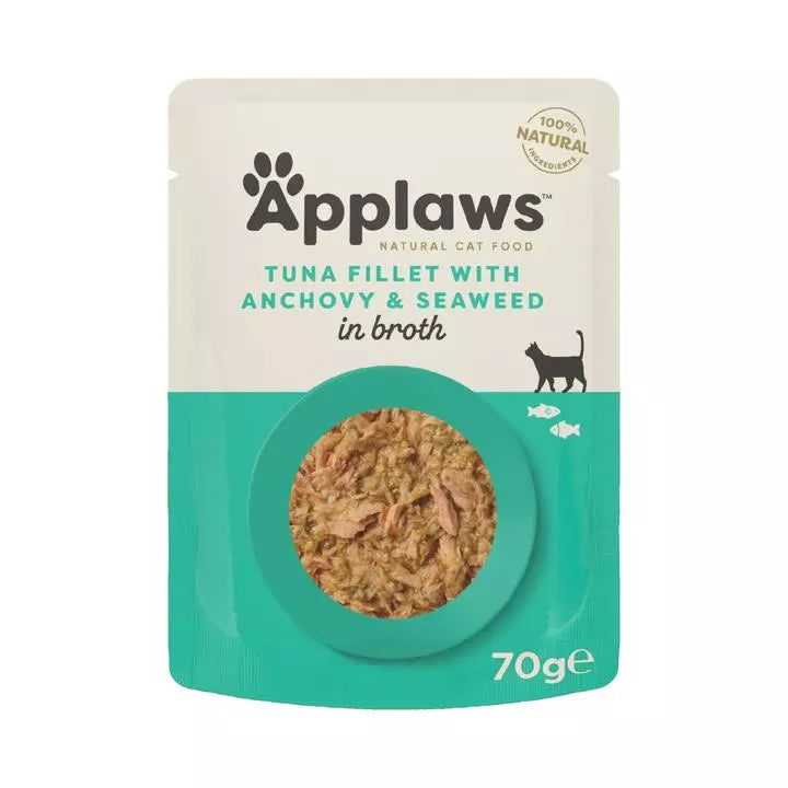 Applaws Tuna Fillet with Anchovy in Broth Cat Pouches 70g