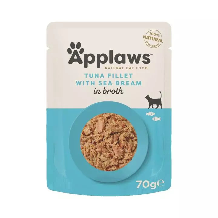 Applaws Tuna Fillet with Seabream in Broth Cat Pouches 70g