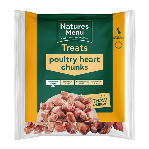 Natures Menu Raw Chew Poultry Heart Chunks 1kg