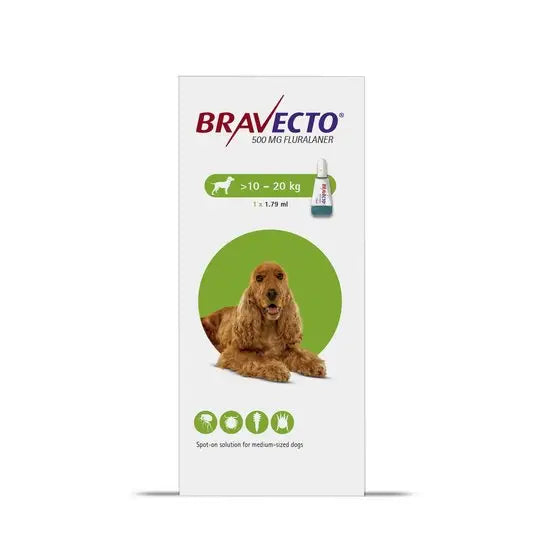 BRAVECTO® Spot-On Solution for Medium Dogs 500mg (10kg-20kg)