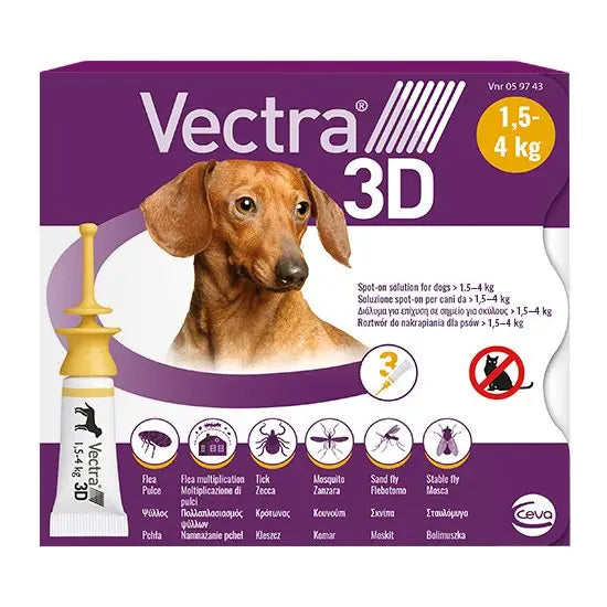 Vectra® 3D Spot-On Flea and Tick Treatment for Extra Small Dogs (1.5kg-4kg)