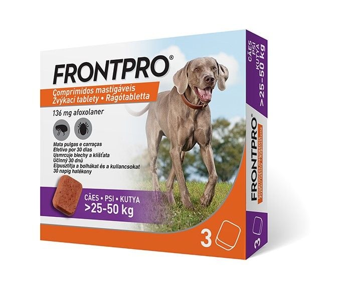 FRONTPRO® 136mg chewable tablets for dogs weighing 25–50 kg