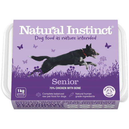 Natural Instinct Fish Dog Food Senior 1kg frozen raw meal with natural ingredients for senior dogs. Buy online with fast UK shipping.