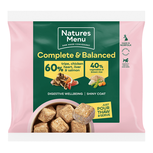 Natures Menu Complete & Balanced 60/40 Tripe, Chicken, Heart, Liver and Salmon Nuggets 1kg