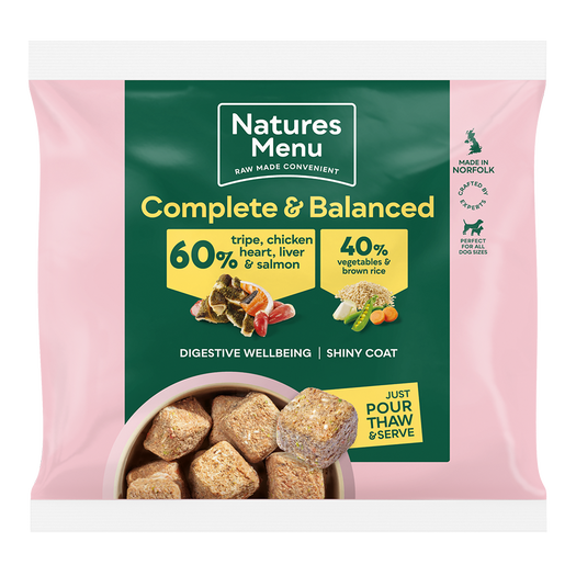 Natures Menu Complete & Balanced 60/40 Tripe, Chicken, Heart, Liver and Salmon Nuggets 1kg