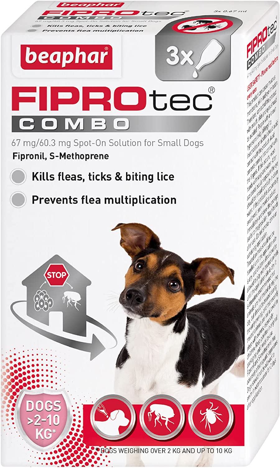 Beaphar Fiprotec Combo Flea & Tick Spot On For Small Dogs (2-10kg) 3 pack