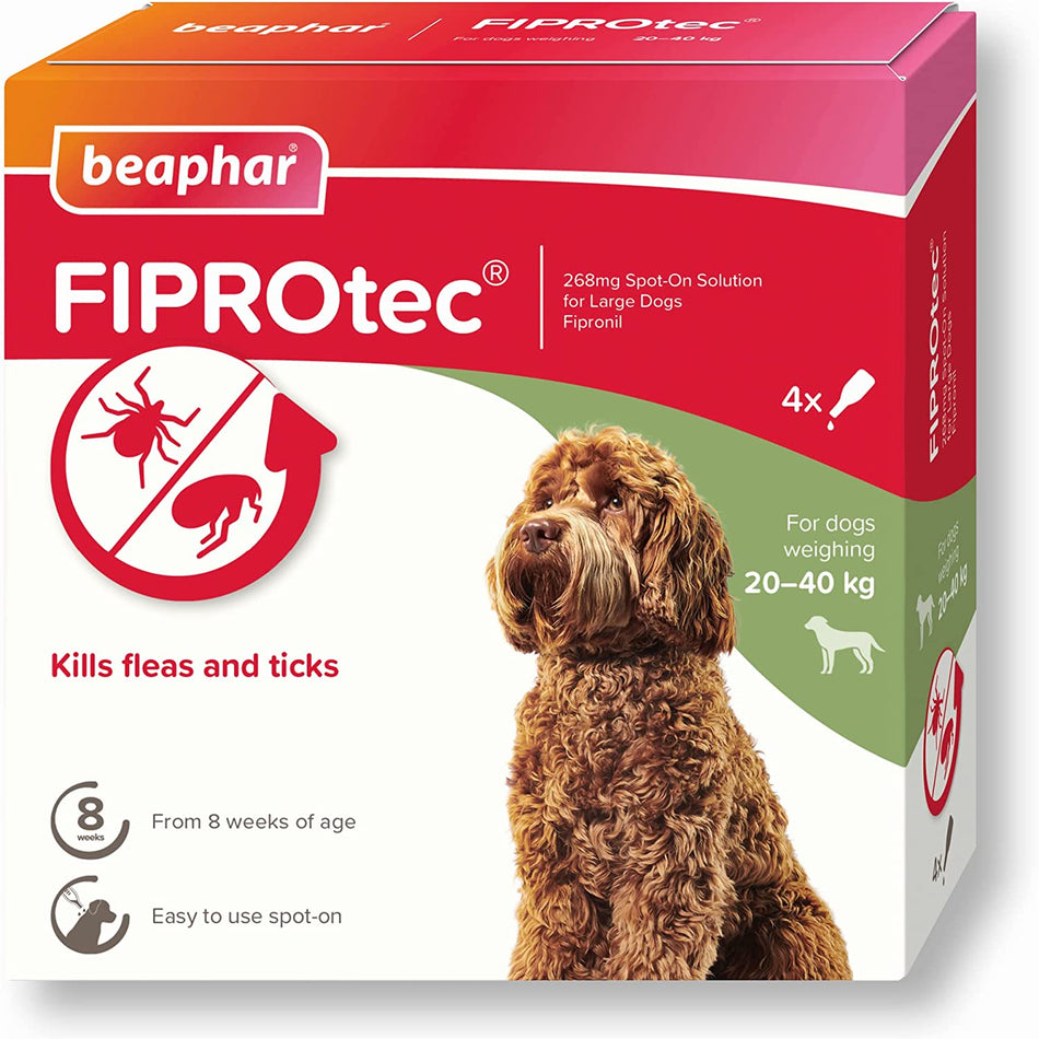 Beaphar Fiprotec Flea & Tick Spot On For Large Dogs (20-40kg) 4 pack