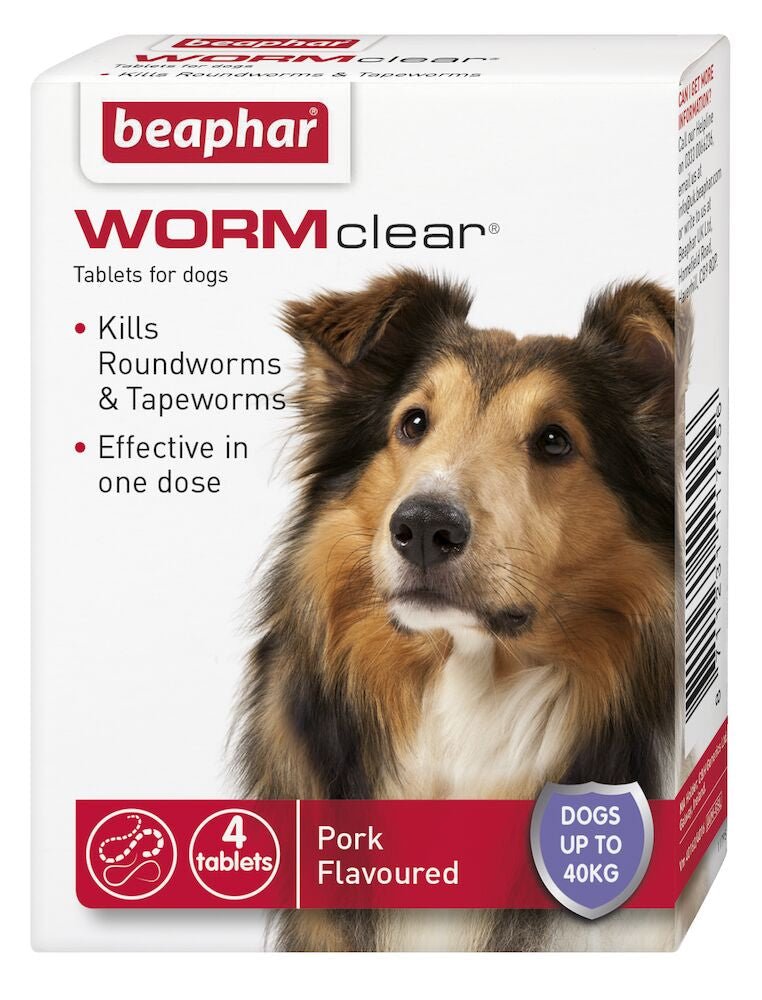 Beaphar Wormclear Tablets For Dogs (up to 40kg) 4pk