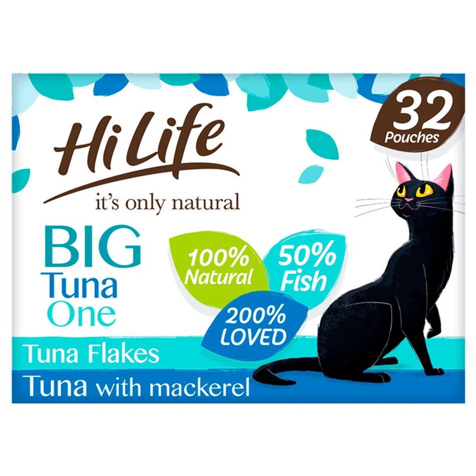 Hilife Its Only Natural Cat Pouch Multipack The Big Tuna One In Jelly 32x70g