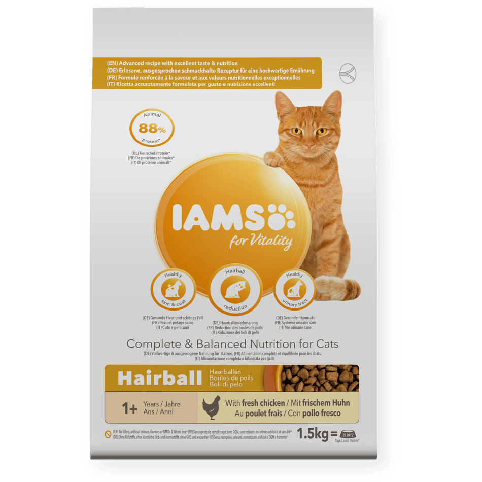 IAMS for Vitality Adult Cat Food - Hairball Reduction