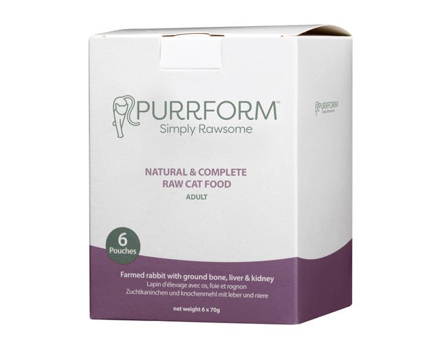 Purrform Farmed Rabbit & Ground Bone, Liver & Kidney 6x70g Pouch